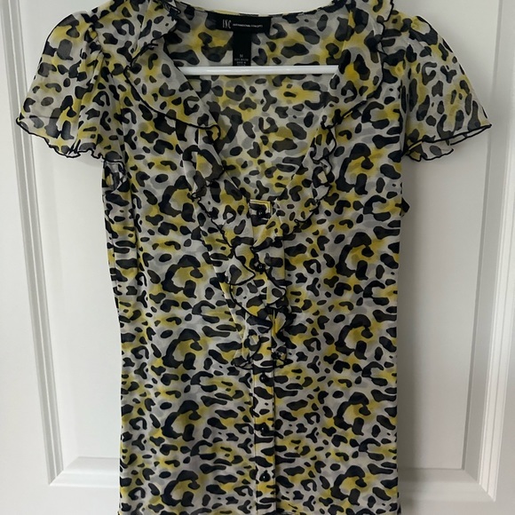 Inc leopard net blouse - Picture 1 of 2